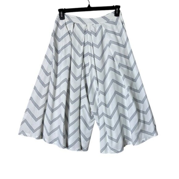 Yumi Kim Linen Culottes Cropped Pants S Resort Bohemian‎ Beachy Pleated Chevron - Picture 1 of 8